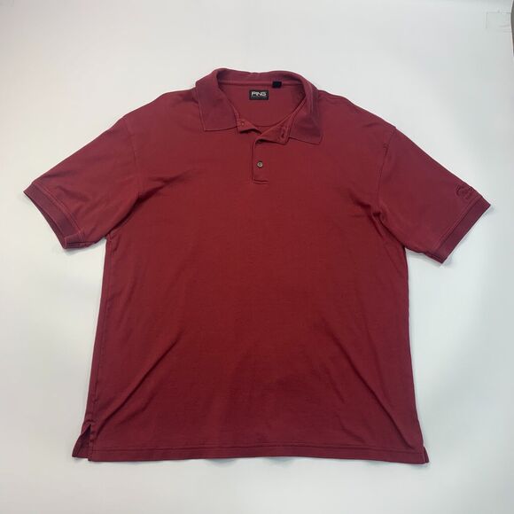 Ping Golf Polo Shirt Mens XL Extra Large Maroon Short Sleeve Cotton Blend - Picture 3 of 9
